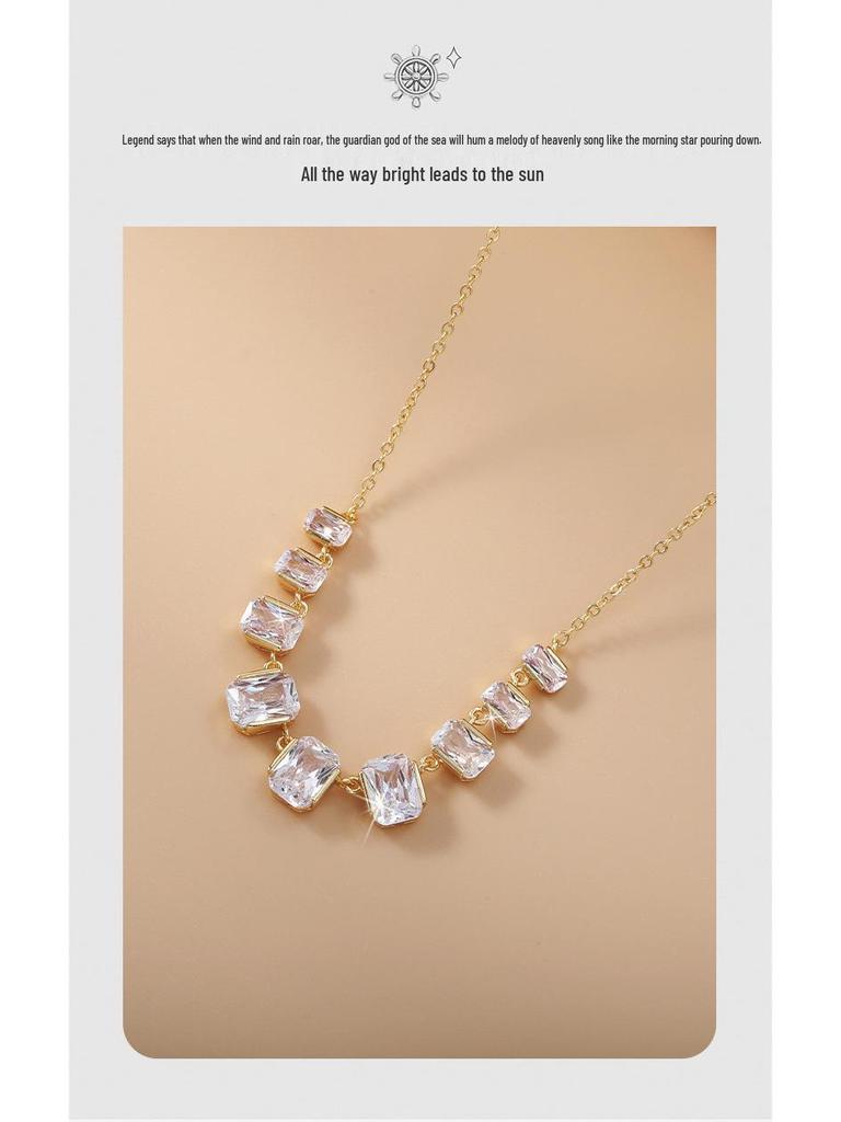 Quadratische Diamant Kupferlegierung Halskette - Europäischer & Amerikanischer Stil, Zwei Farben, Modisch & Vielseitig, Nischendesign, Zeitlose Eleganz.