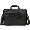 Vintage Leather Mens Briefcase With Pockets Cowhide Bag On Business Suitcase Crazy Horse Leather Laptop Bags 2019 Design