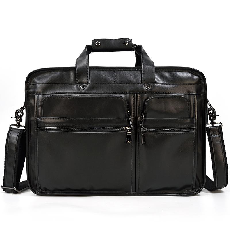 Vintage Leather Mens Briefcase With Pockets Cowhide Bag On Business Suitcase Crazy Horse Leather Laptop Bags 2019 Design
