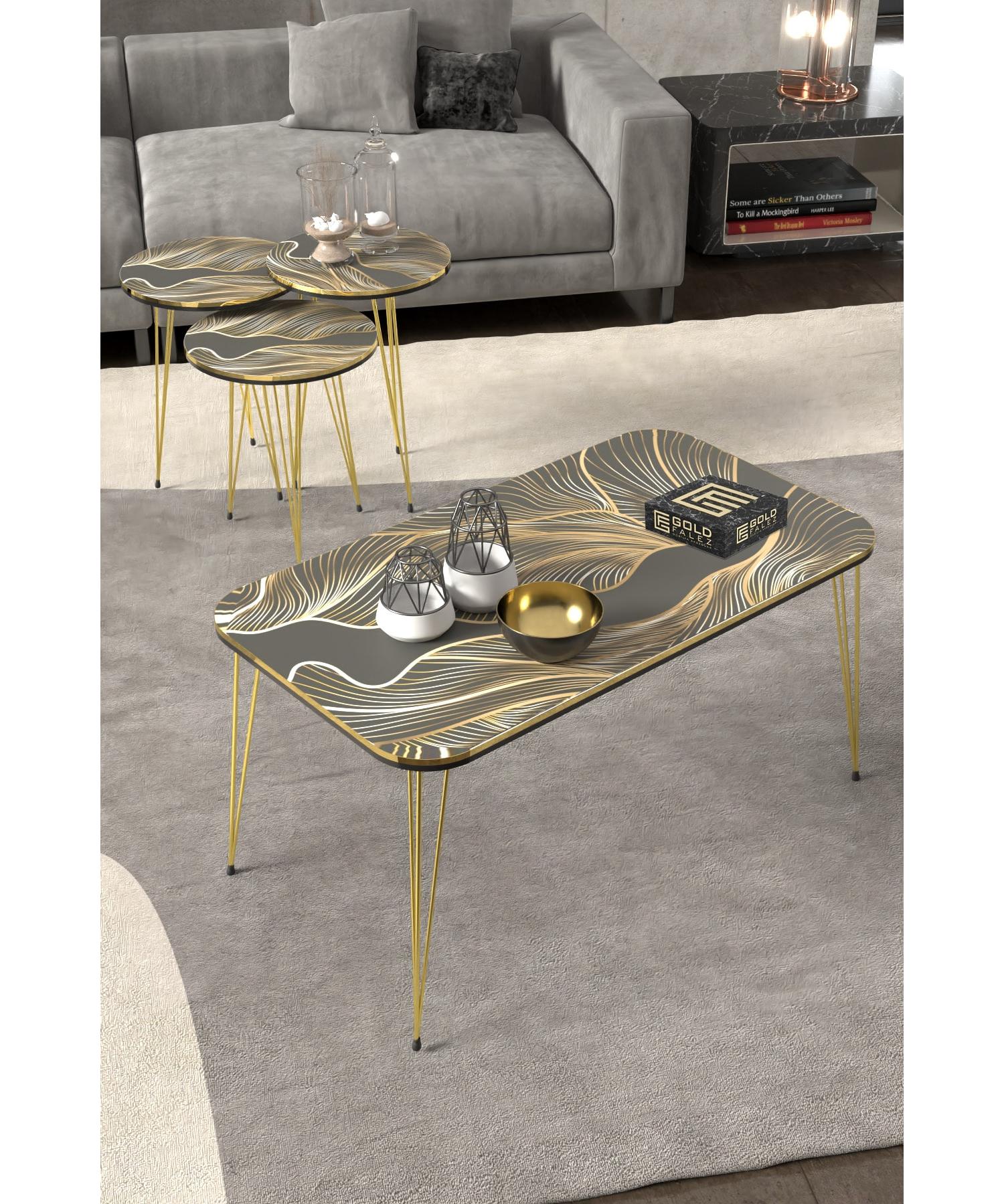 

Вложенный стол и центральный стол Kr Set Gold Safari Patterned