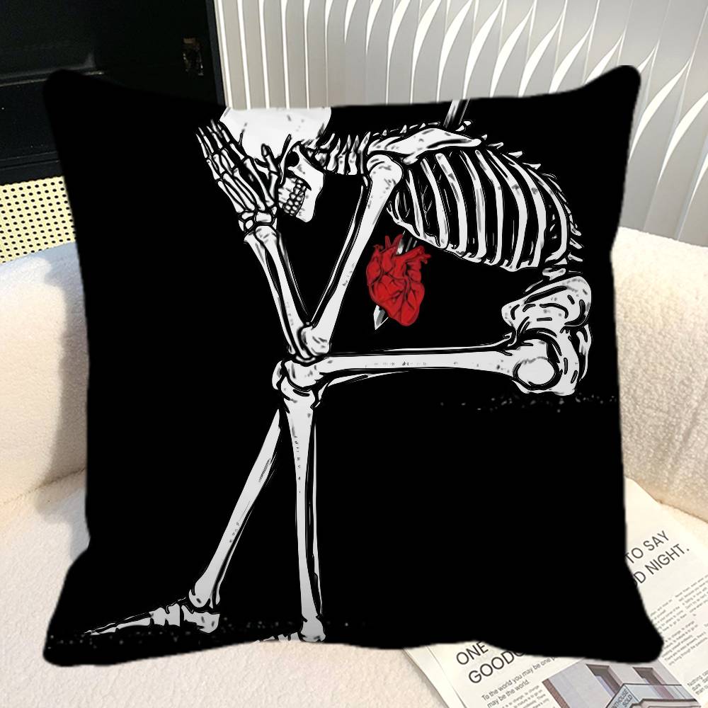 Simple Skull Love Married In Love Pillow Case Square Pillow Bedroom Sofa Leisure Comfort Cushion Car Home Decoration