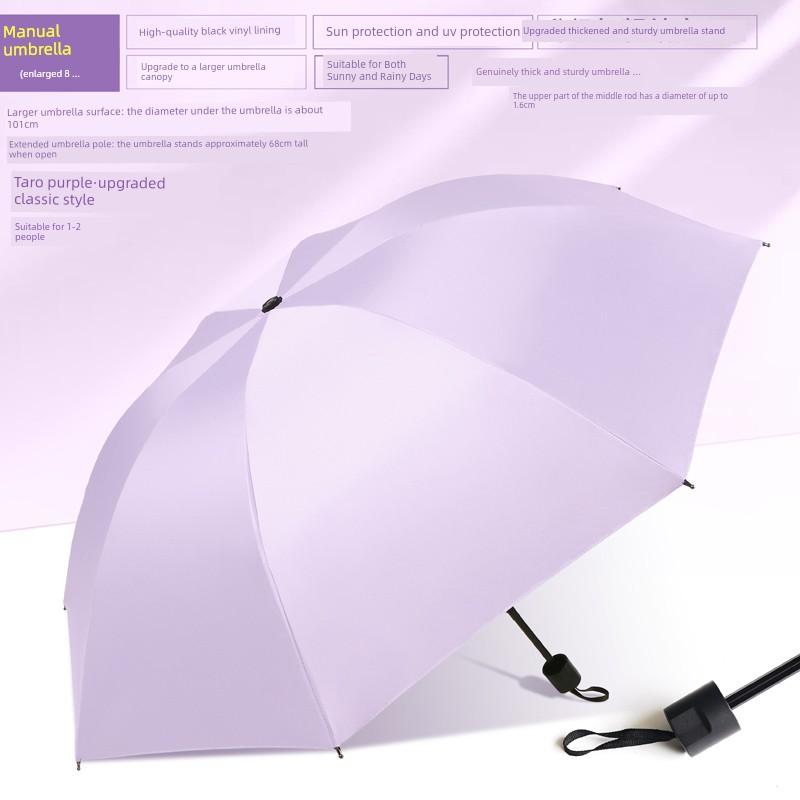 Large Thickened Windproof Reinforced Umbrella for Heavy Rain with Logo, Foldable Dual-Use Black Coating for Sun Protection and Uv Protection