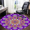 1pc Mandala Pattern Chair Carpet for Office, Round Polyester Mat, Indoor Decor for Office, Easycare Fabric, Washable Non-slip Area Carpet