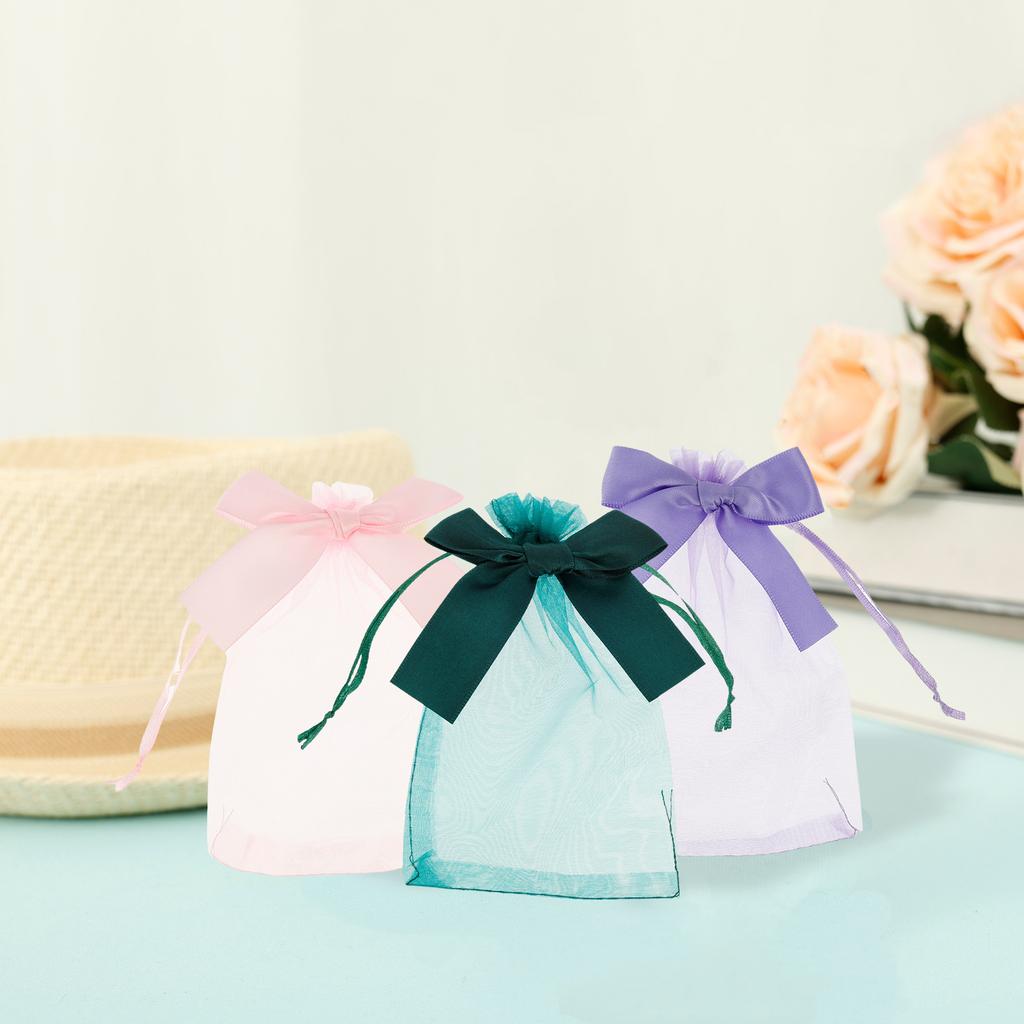 60Pcs Organza Bag Wedding Jewelry Packaging Drawstring Transparent Mesh Party Present Pouches Organza Gift Bag Wholesale