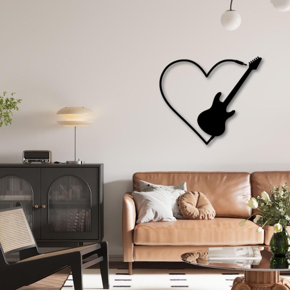 Handmade Metal Guitar Wall Art Sculpture for Music Room, Home Decor, Gift for Rock Music Lovers