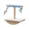 Fun Bird Rocking Stand Perch Toy With Rope Covering And Natural Wood Hanging Tearing Block for Parrots Entertainent