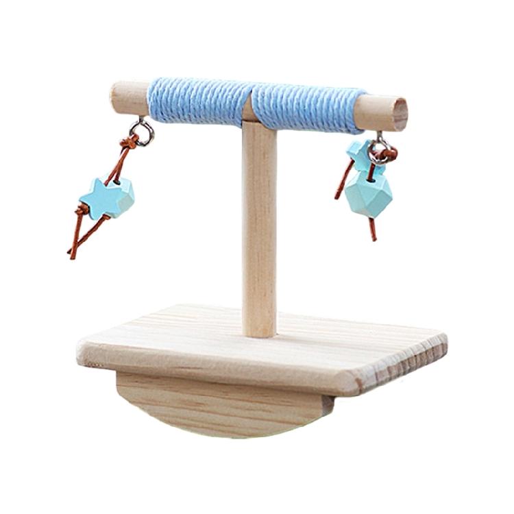 Fun Bird Rocking Stand Perch Toy With Rope Covering And Natural Wood Hanging Tearing Block for Parrots Entertainent