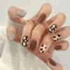 24Pcs Handmade Short Round Coffin Press On Nails Ocean Star Moon Blue Gradient Fake Nails With Glue