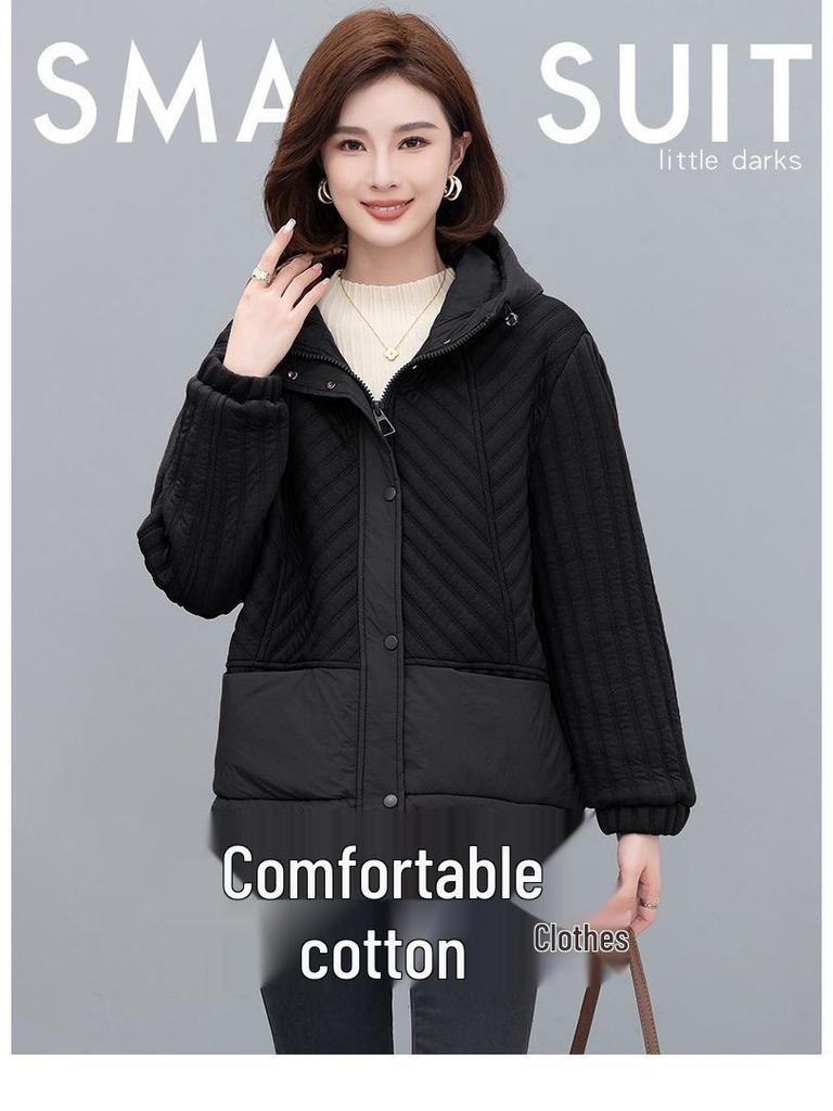 Women's 2024 Winter Hooded Cotton Jacket - Loose, Plus-Size, Thickened Casual Coat for Middle-Aged Moms