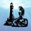 15.7 Inch Lighthouse Seal Female Keeper Metal Wall Art Nautical Line Decor Easy To Hang Beach House Ocean Themed Room