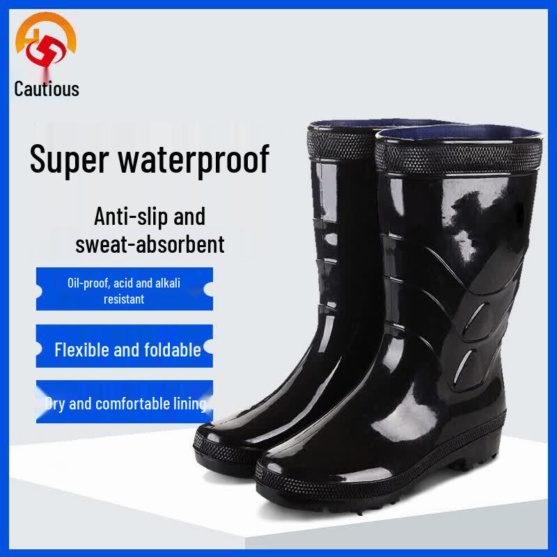 Shengu Black Mid-Calf Waterproof Work Boots 43
