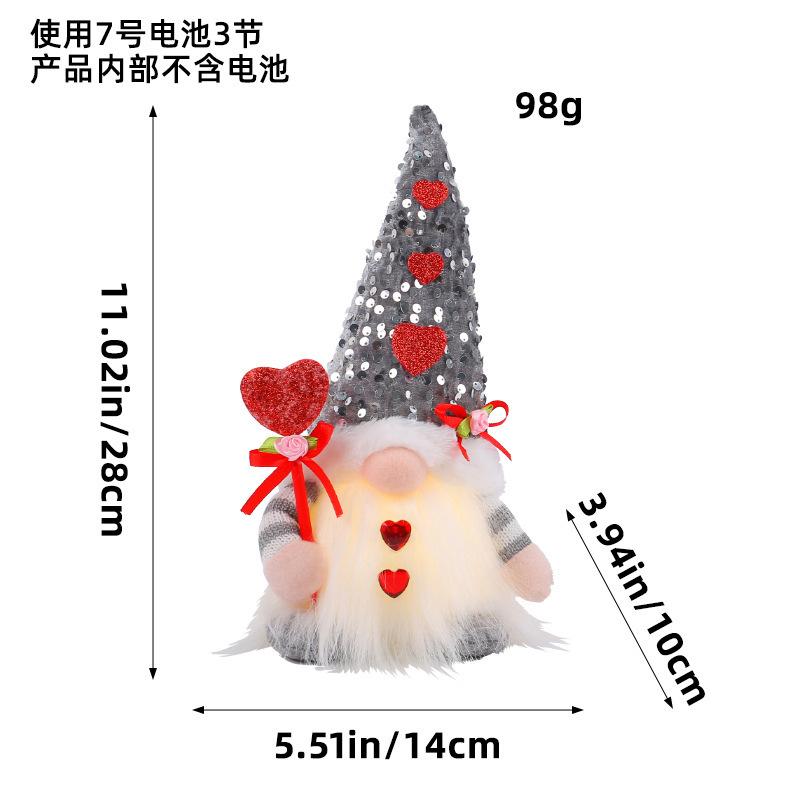 

Светящаяся шляпа с блестками Кукла ко Дню святого Валентина Подарок ко Дню святого Валентина Украшение для гостиной Орнамент Предложение Композиция F3-14 gray