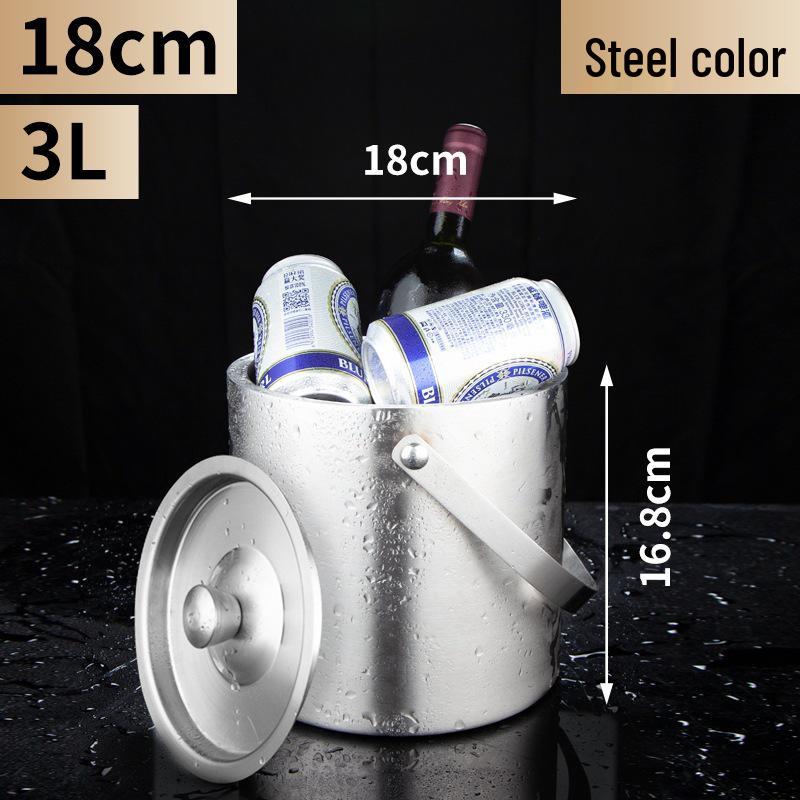 ChuanYue Gold Stainless Steel Double Layer Ice Bucket with Lid and Handle - 304 Internet Famous Beer Chiller