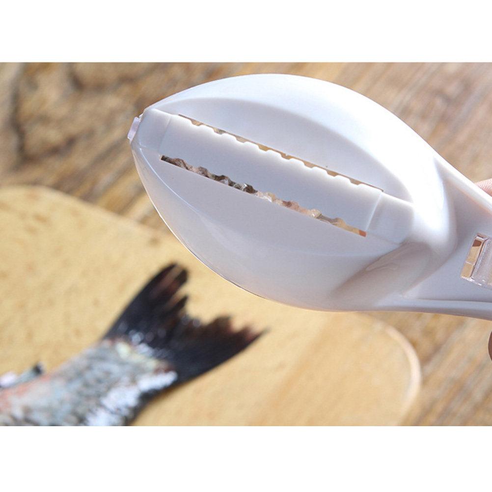 Fish Scale Scraper White ABS As Material Manual Planing Tool Plastic Serrated Safe Convenient Hanging Hole Kitchen Fishing Tools