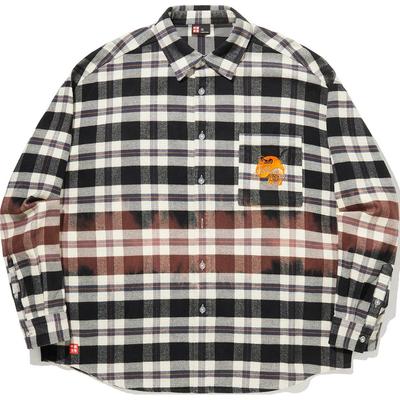 Li Ning Skateboard Series Full Print Checkered Button-Down Long Sleeve Shirt Men Shirts Black ASHU555-3