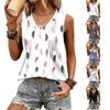 Women’s Loose Fit V Neck Pleated Floral Sleeveless Tank Top Casual Lightweight Printed Blouse for Summer Daily Wear
