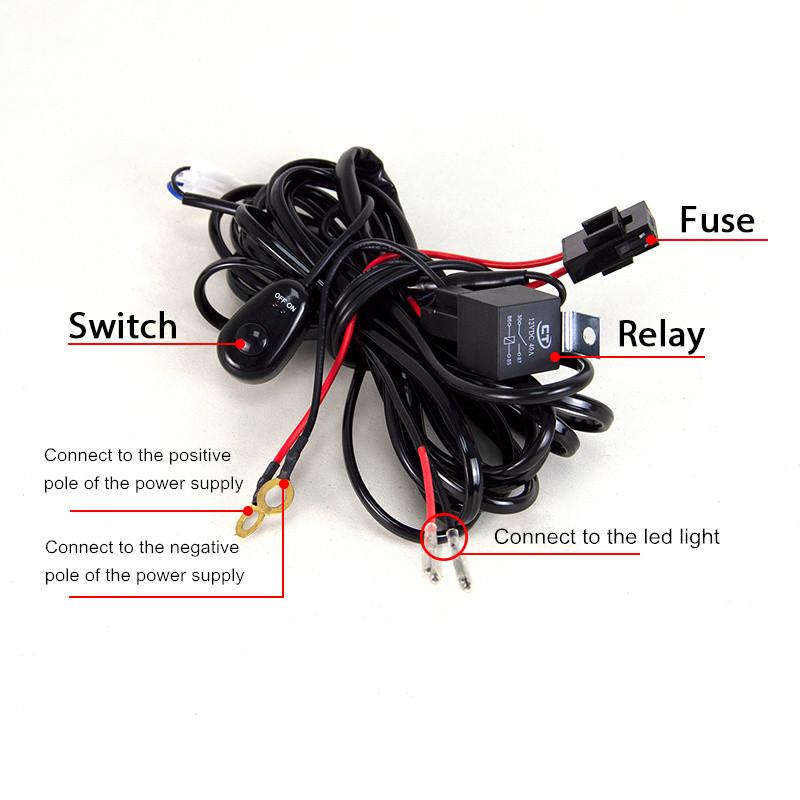 Universal 12V 40A Wiring Harness Kit Loom Car Fog Light Auto for LED Work Driving Light Bar With Fuse and Relay Switch