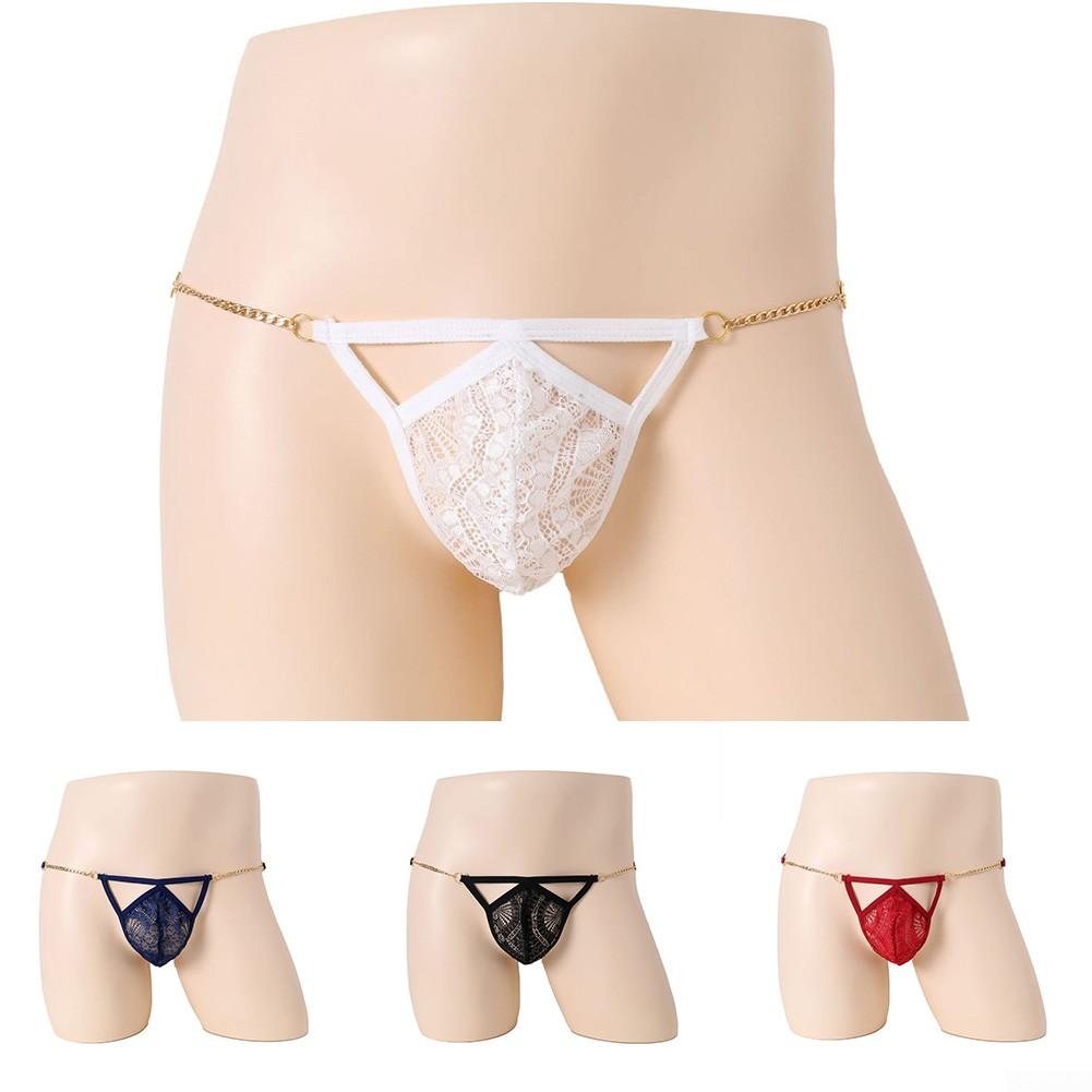 Panties Men Brief See-through Sissy Solid T-Back Thongs