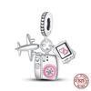 Authentic Original 100% Copper Metal Luggage Airplane Passport Summer Travel Charm Bead Components Compatible With Authentic Original Bracelet High