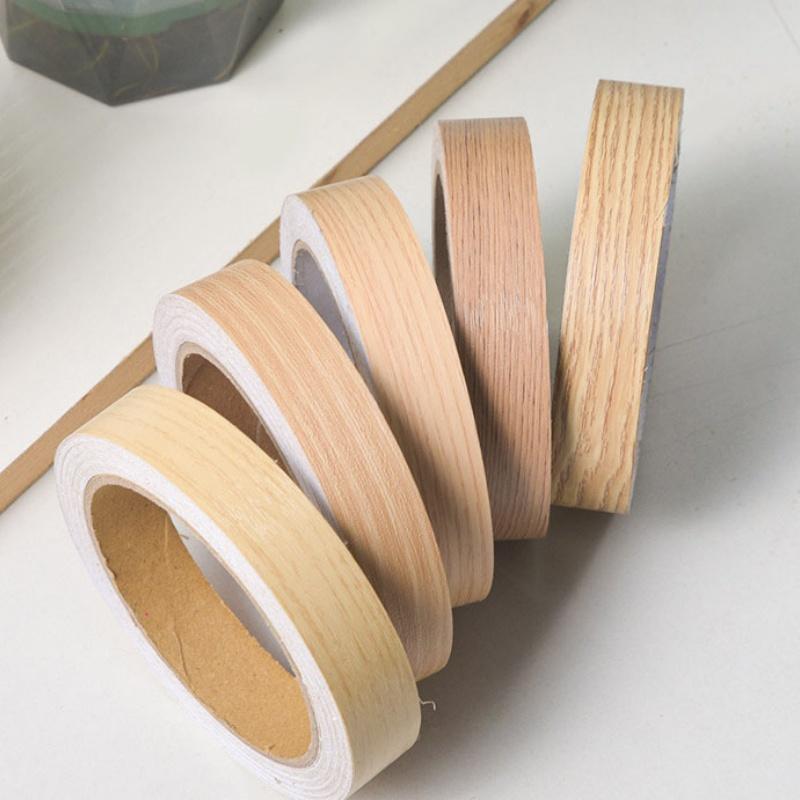 Wood Grain Self Adhesive Tape - Waterproof Wood Edge Banding Trim for Furniture Cabinet Door, Floor Gap Sealer Cover Strip, 10m Roll