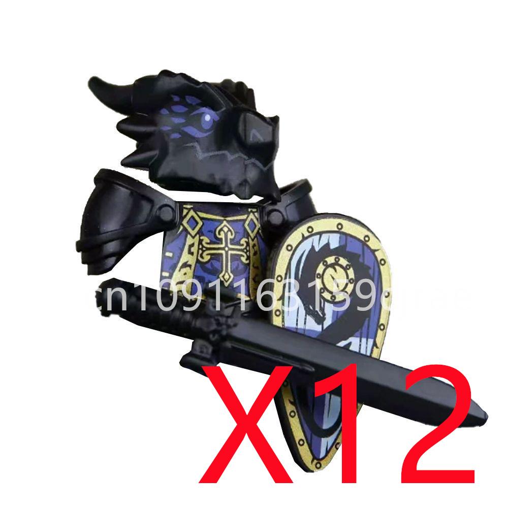 Kompatybilne MOC Średniowieczne Klocki Budowlane Postacie Żołnierze Smoczy Rycerze Czarny Lew Orzeł Zabawka Prezent Klocki Rolnik Żołnierz X048