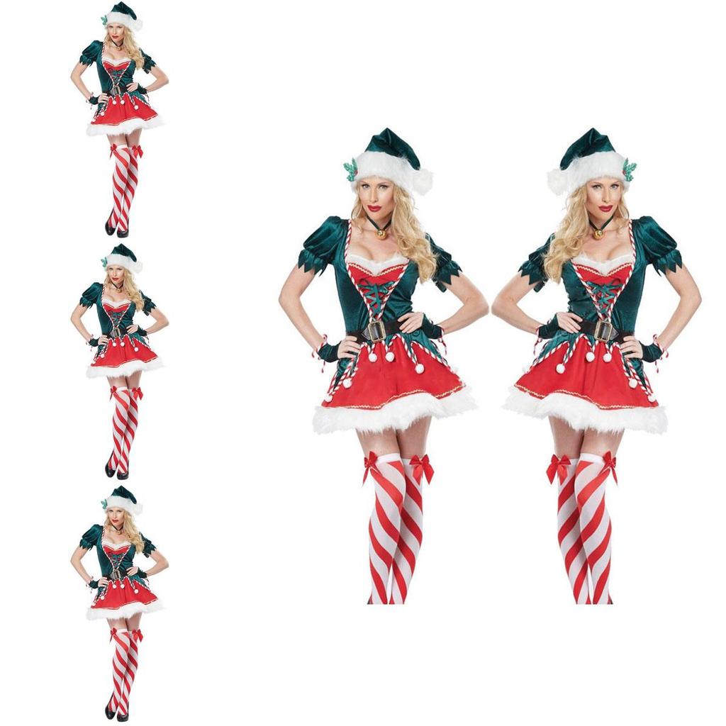 Adorable Green Christmas Party Stage Skirt Costumes For Festive Cosplay Fun