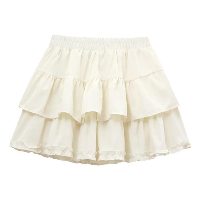 Women's High Waist White Pleated Ballet Skirt with Slimming Design - Sweet Summer Bud Shorts Style
