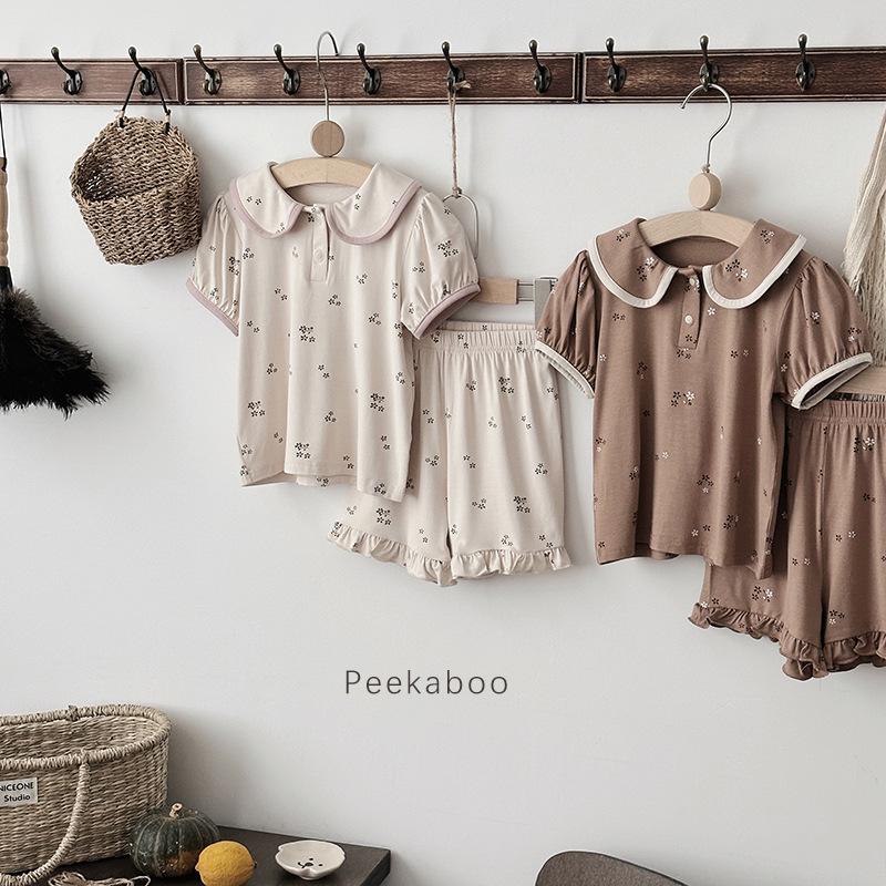 Pijamale vara 2025 pentru copii: Set coreean cu mâneci scurte în modal pentru fete