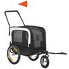 2-in-1 Fahrrad-Jogger-Anhänger für Haustiere, Fahne, Schwenkbares Vorderrad, Reflektoren, Schwarz