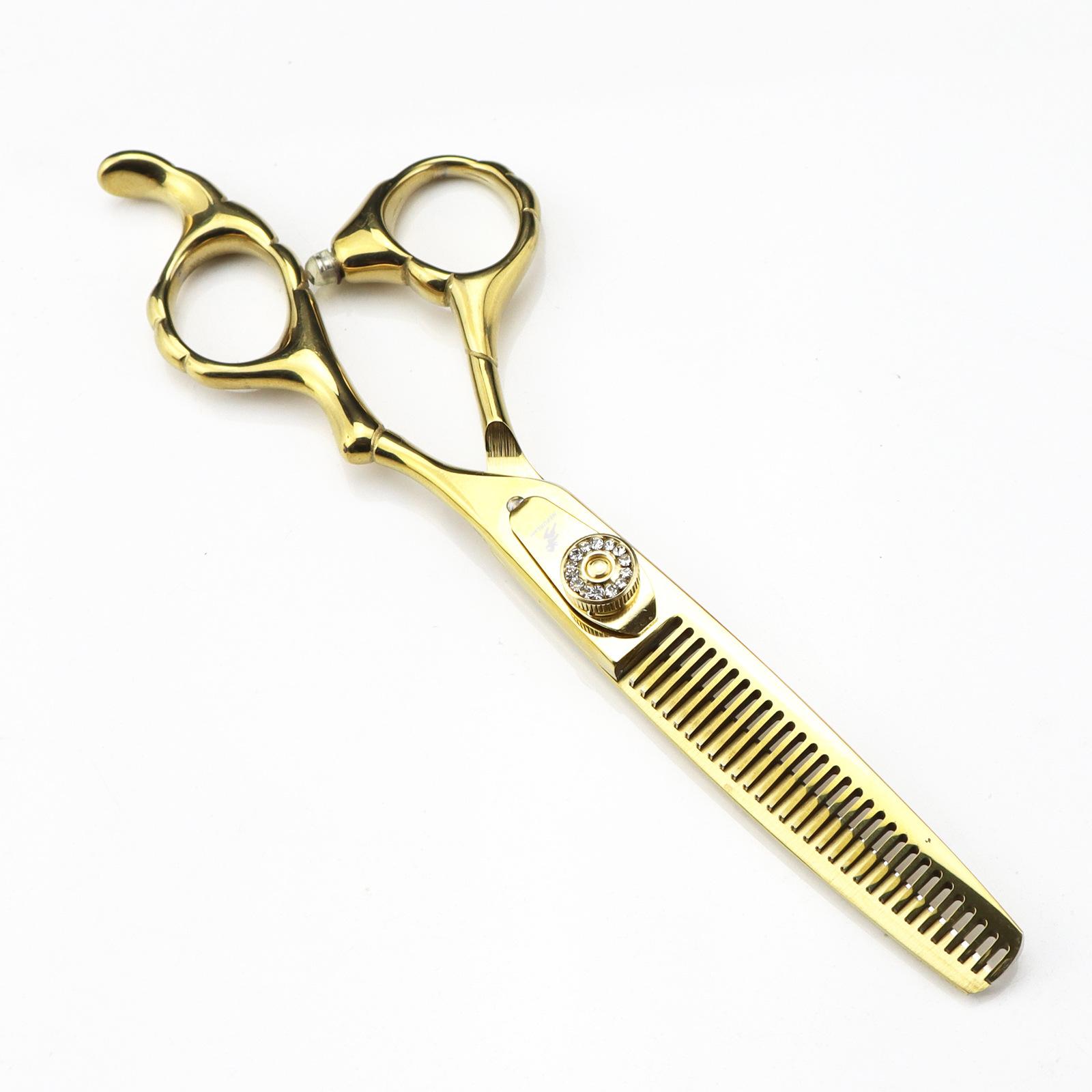 

6.0 Inch Gold, Thick Flower Handle Hair Scissors, Hair Scissors, Flat Cut Tooth Scissors, Thin Cut Straight head & stainless steel & fine polishing