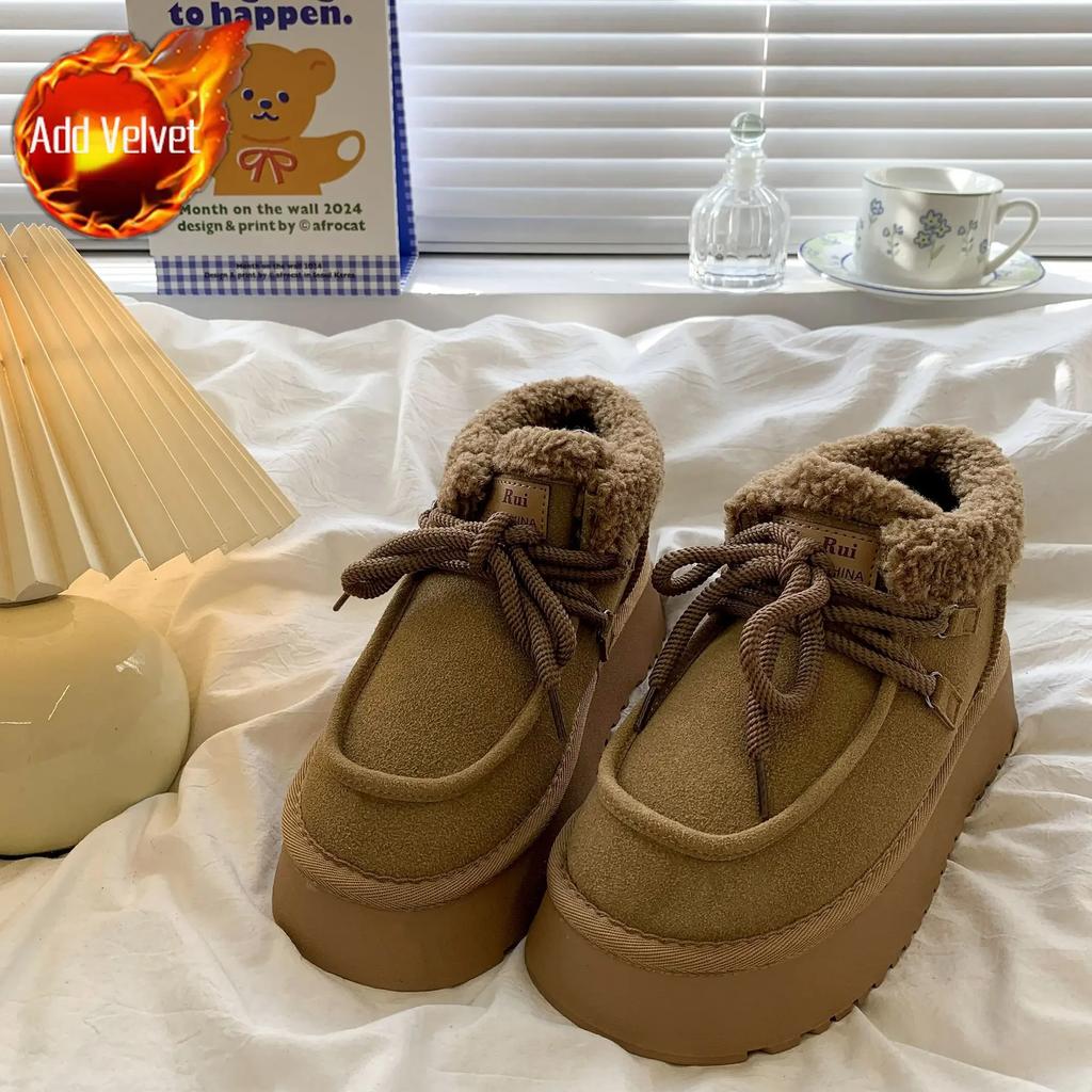 Women's Snow Boots Elegant With Medium Heels Platform New In Ladies Shoes Chunky Winter 2024 Novelty Trend Large Size Warm Work