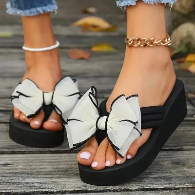 Women'S Shoes 2025 Summer Beach Slippers Flowers High Heeled Sandals For Women Non Slip Flip Flops For Women Indoor Shoes