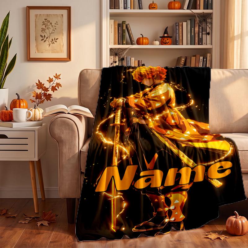 Zenitsu Custom Flannel Blankets Soft Warm Cozy Throws for Home Decor Holiday Gifts