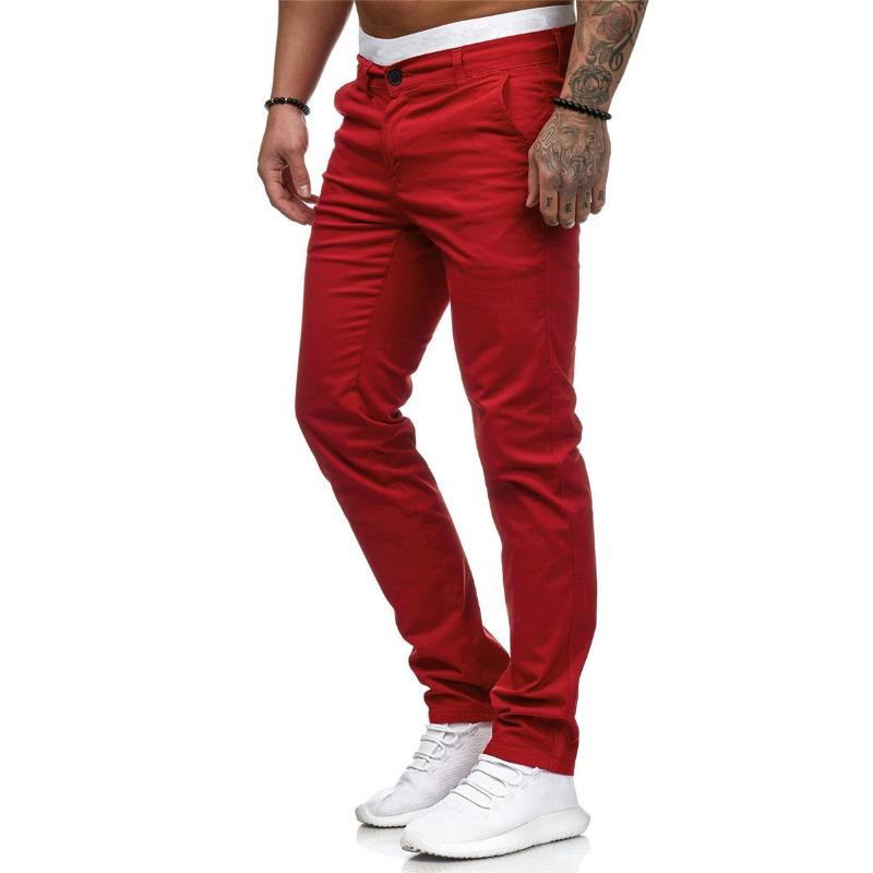 Men European Style Solid Color Loose Casual Long Trousers