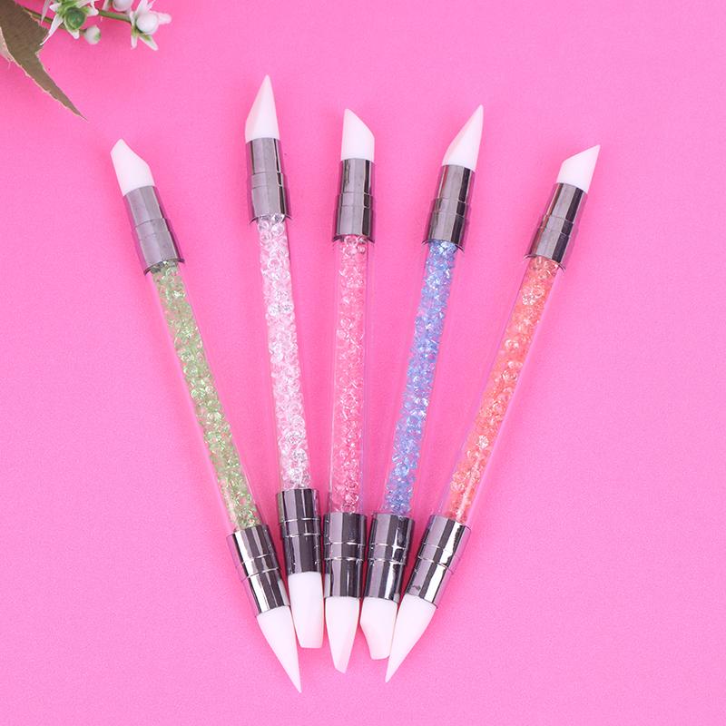 5 szt. Pióro do zdobienia paznokci Dwugłowe Silikonowe Pióro do Rzeźbienia Kwiatów Regulowany Klej w Sztyfcie Pióro do Embossingu Pędzel do Zdobienia Paznokci Każde Narzędzie Domowe