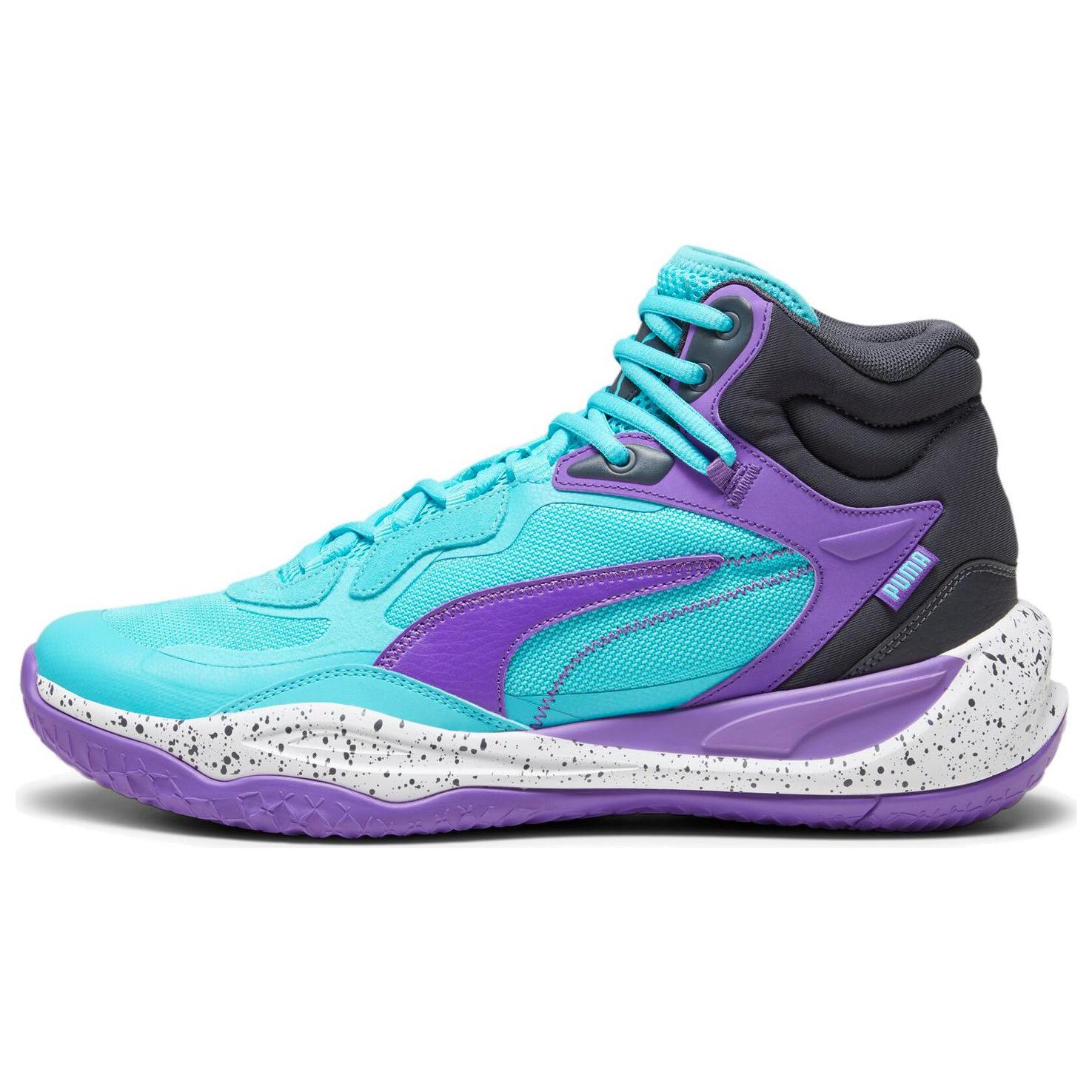 

New PUMA Playmaker Pro Mid Purple Glimmer Bright Aqua 377902-09 40.5