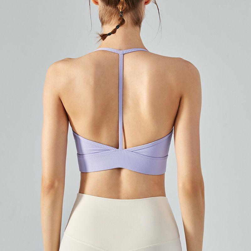With Chest Pad Spring and Summer New Arrival T Shape Back Exercise Underwear Bra Running Shockproof Female Gym Top Outwear Beauty Back