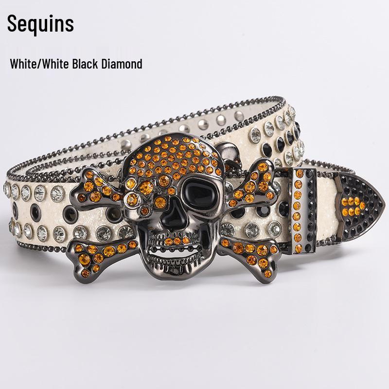 Cataramă de Curea Hip Hop cu Strasuri în Formă de Craniu - Stil Punk European și American
