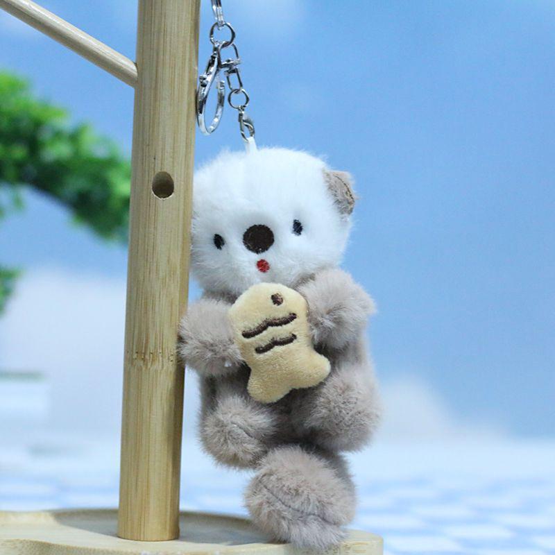 

Милые плюшевые выдры, держащие рыбу, брелок, стильные брелоки для рюкзака, милое животное, подвеска для ключей для школьной сумки, кошелька, игрушка, подарок для студента 12CM