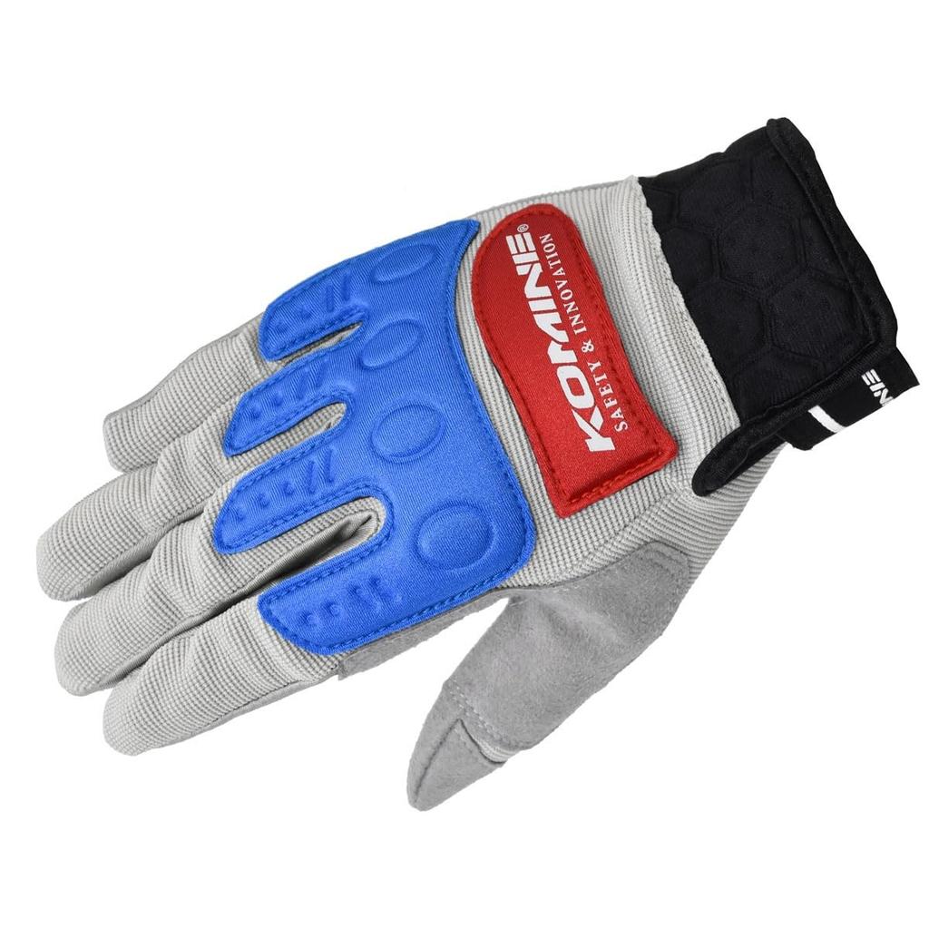 KOMINE Motorcycle Instructor Gloves Pro Advance, Gray/Red, XL, GK-135