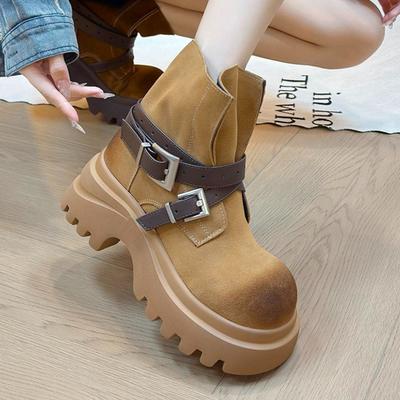 Stivaletti da Donna con Zeppa Scarpe Chunky Tendenza 2025 Nuovi Stivali da Neve Invernali Casual Marca Fibbia Donna Botas Mujer Zapatos