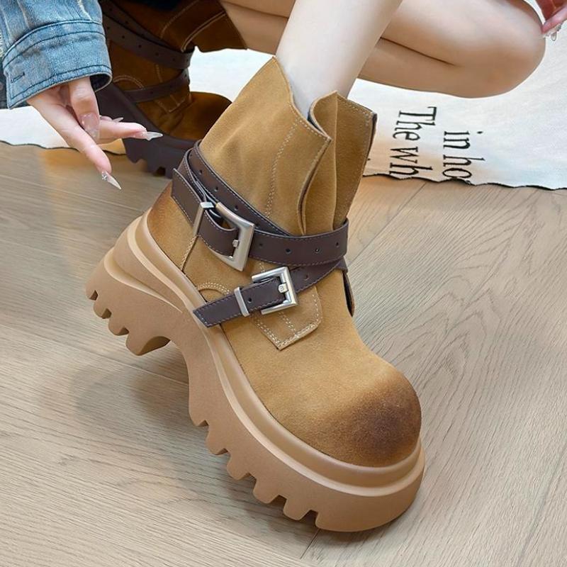 Fashion Ankle Boots Women Platform Chunky Shoes 2025 Trend New Fashion Winter Casual Snow Boots Brand Buckle Woman Botas Mujer Zapatos