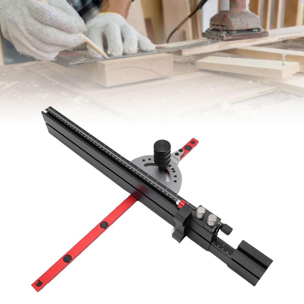 Table Saw Miter Gauge with Micro Adjustable Flip Stop and Extendable Fence for Band Saw Router Table 3/8x3/4 Inch T Slot