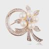 Lanhao Hot-Selling Pearl Swan Rhinestone Flower Brooch - Japanese & Korean Fashion Accessories for Women