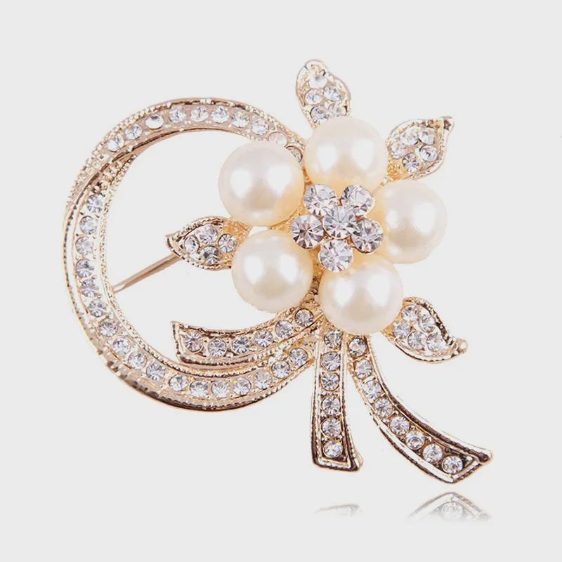 Lanhao Hot-Selling Pearl Swan Rhinestone Flower Brooch - Japanese & Korean Fashion Accessories for Women