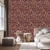 Intricate floral pattern wallpaper, burgundy and orange, 50x1000