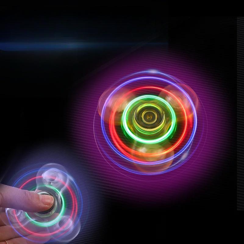 Luminous LED Light Fidget Spinner Hand Top Spinners Glow In Dark Light EDC Figet Spiner Finger Stress Relief Toys