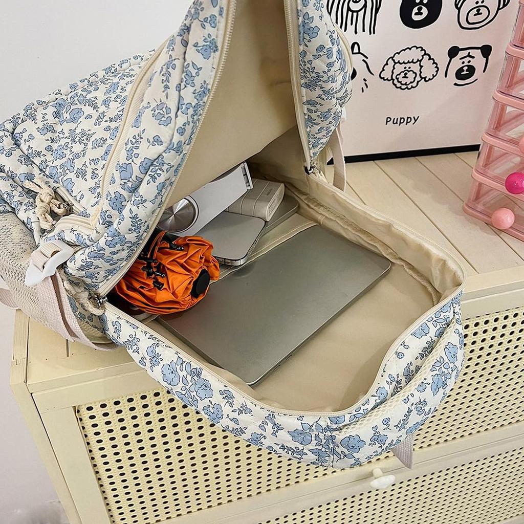 Backpack Cute Kawaii Backpack Set 3 Pieces Floral Quilted Backpack With Small Crossbody Bag