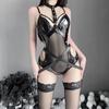 Leotard Cat Mimi High Leg Open Chest Erotic Sexy Extreme Erotic Leather Headband Stockings Cosplay Lingerie Erotic Training Temptation Little Devil