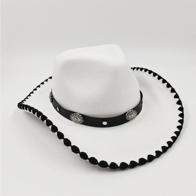 2023 New Wrapped Western Cowboy Hat Men's and Women's Jazz Cowboy Hat with Leather Wide Brim Church Panama Fedora Hat